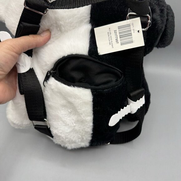 Hot Topic Black & White Double-Headed Bear Plush Mini Backpack NEW - Picture 3 of 3